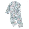 Kleding sets peuter baby paas pyjama outfit lange mouw eieren print knop satijn zijden pjs set kids boy girl slaapkleding kleding