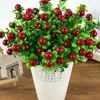 Fleur de simulation de décoration de fête 6 branches 18 têtes en acier de décoration de fruits artificiels réalistes compact faux pour jardin à la maison