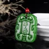 Anhänger Halsketten Natural Green Jade Frieden nichts Karten Zugang zu Spinatkragen