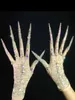 Fingerless Gloves Luxurious AB Rhinestones Pearls Plus Length Nails Gloves Women Fashion Drag Queen Outfit Nightclub Stage Perform7390602