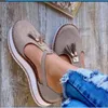 Casual Shoes Summer randiga plattformslägenheter för kvinnor rep botten kvinnors espadrilles slip på duk fiskare blandad färg