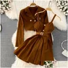 Two Piece Dress Large Womens Spring Set 2023 New Korean Fashion Coat Waist Wrap Trendy 230508 Drop Delivery Apparel Women'S Clothing Dh6Gi