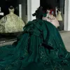 ثوب الكرة الأخضر الداكن القابل للملفقة فساتين Quinceanera