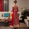 Ethnic Clothing Female Elegant Winter Xiuhe Bride 2024 Chinese Wedding Dress Embroidery Toast Outsider Cheongsam