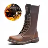 Stövlar Heren Schoenen 2024 Country Retro Winter Men's High-Top Lace-Up Motorcykel Tjocksoled Non-Slip Men Mid-Calf