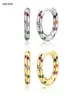 Andywen 100 925 Sterling Silver Colorful Rainbow Clips Hoops Earring Middle 8mm Piercing Pendiente Women Circle Jewelry 2201081942437