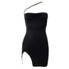 Casual Dresses Women's Split Bodycon Dress Elegant Evening Sexy Irregular Tube Top