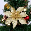 Fleurs décoratives 10pcs de Noël Poinsettia paillette artificielle de fleur artificielle arbre de Noël suspension de la fête de la fête de la fête 2024 NAVIDAD HOME