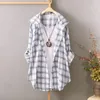 Blouses pour femmes Hottes 2024 Coton Spring and Summer Plaid Shirt Fashion Femme en vrac de qualité supérieure à l'épreuve du soleil