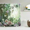 Shower Curtains Beautiful Flower Leaf Plant Bath Curtain Waterproof Fabric Palm Pattern Bathtub Screen For Bathroom Decor