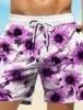 Shorts pour hommes shorts tropicaux Sunflower Resort 3D Board Imprimé Holiday Beach Swimks Elastic Twisch Contrôle Hawaiian Style