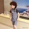 Anzüge Flower Boys Sommeranzug Gentleman Kinder Weste Kurz 2 PCS Kleidungs Set Kinder formelle Geburtstagsfeier Hochzeit Performance Kostüm