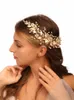 Pearl Rhineste Fr Bridal Hair Combs Gold Leaf Wedding Farda da cabeça Noiva Aceites de casamento de casamentos Party Party Hair Jewelry O4vi#