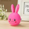 Lampor nyanser 3-färg LED Cartoon Rabbit Night Light Switch Wall Light AC110-220V EU-US Plug Childrens Night Light Q240416