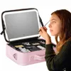 2024 New Smart LED Makeup Bag With Mirror With Compartments Waterproof PU Leather Travel Cosmetic Case For Women g3rp#