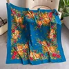 Scarves 110 110cm Russian National Square Scarf Women Luxury Floral Print Bandana Shawl Babushka Handkerchief Ukrainian Shawls