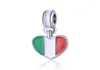 20pcslot Mode versilberte Emaille Italien Flaggen Herzdesign Legierung Metall DIY Charm Fit European Armbandnecklace Low Ped7768798