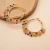 Boucles d'oreilles cerceaux yastyt fleur couronne multicolor FGB perles cristal artisanal boho tendance pour les femmes et les filles