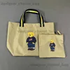 Totes Lottes new bag pol print wearing navy sweater jeans bear canvas bag shopping bag mother bag mens bag T240416