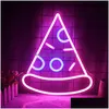 Decorative Objects Figurines Wanxing Neon Sign Fries Hamburger Shaped Wall Hanging Led Lighting Lamps Usb Switch Party Restaurant Dhgfo