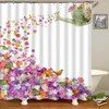Duschvorhänge 3D schöne Kirschblüte rosa Blumen Badezimmer Vorhang Polyester Waschbar Stoff Dekorative Vorhänge180 200 cm