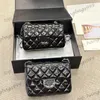 Womens Vintage Patent Leather Classic Mini Flap Square Quilted Bags Silver Matelasse Chain Crossbody Handbags Diamond Lattice Pink Black White Purse 18CM 20CM