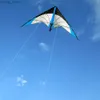 Acessórios de pipa recém-chegados de 48 polegadas azuis Profissional Double Line Stunt Kite com alças e uma fábrica de vôo bem projetada Sair Y240416