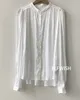 Bloses de mujer Fashion Fashion White Blanco Camisa delgada suave Buttons delantero del cuello redondo 2024 Topas de blusa Camisas básicas