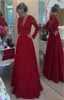 Mother of the Bride Vestidos Longos Para Formatura 2019 Długie rękawowe suknia wieczorowa Red Satin Satin Long Sukienka z Pearls4114556