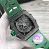 Designer Luxury Mens Watch Orologi da polso Super Mechanical RM50-03 Serie maschile in fibra di carbonio Multifunzione Designer luminoso Designer Amazing One di alta qualità One