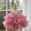 Girl Dresses Customized High Quality Kids Clothing Rose Flowers Toddler Girls Birthday Princess Gorgeous Wedding Gown Vestidos