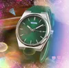 Date de la journée pour hommes Montres Quartz Case en acier inoxydable Sangle de caoutchouc coloré Top Quality Watch Beau Cool Factory Time Horloge Chain Bracelet Watch Cadeaux