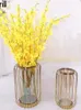 Titulares de vela European estilo vaso de vidro de vidro dourado metal geométrico castiçadeira à prova de vento Candelabros decorativos de velas