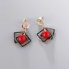 Stollenohrringe geometrische rote Perleplatz für Frau Mädchen Geschenke Brincoos Boucle d'OeIlle Femme Moderner Schmuck