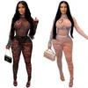 Projektantki seksowne body i legginsy Dwuczęściowy zestaw Kobiety Summer Strażne stroje z długim rękawem Postrzegane przez hurtowe ubrania 10965