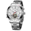 Polshorloges All-Silver Men's and Women's Automatic Mechanical Watches Sapphire Glass Mirror Travel