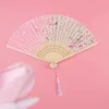 Decorative Figurines Fanb Folding Hand Fans For Women Foldable Portable Wooden Silk Bride Cherry Blossom