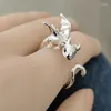 Cluster ringen creatief grappig zwart vliegende draak voor vrouwen man verstelbaar dier open luxe paar rock party sieraden cadeau