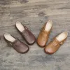 Casual Shoes Women Flats Bekväma loafers Hollow Out Real Leather Ballet Ladies Driving Women's Pregnant