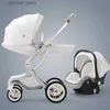 Barnvagnar# baby barnvagn 2in1/3 i 1luxury baby vagn med bil Seateggshell nyfödd baby barnvagn läder baby vagn högt landskap l416