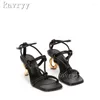 Kleding schoenen zomer vierkant open teen vreemde hiel sandalen cross tie knoop buckle strap party runway dames vrije tijd