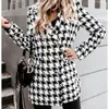 Vestes pour femmes Veste de blazer en laine en laine Plaid Top Elegant Fashion Bureau Lady à manches longues Revers Double Breasted Metwear Y2K