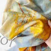 Scarves Yellow Satin Mulberry Scarf 110cm Big Hand Rolled Bandanas Designer Shawls Women Accessories Decoration Gift