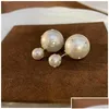 Stud Earrings Classic Double Side Simated Crystal Pearl For Women Gift Luxury Designerjewelry Drop Delivery Jewelry Otjvc Dhonx