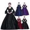 Sukienki swobodne damskie sukienki Medieval Lace splating Bell Rleeves Square Szyja Eleganckie gotyckie retro spódnice Halloween cos vestidos