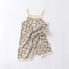 018M الصيف Baby Boys Girls Rompers Floral Cotton Infant Romper Sleveless Strap Playsuit Belaysuits Discal Glacks 240408