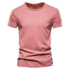 Мужские повседневные рубашки Высококачественная сплошная футболка для мужчин O-образной тройки летняя новая классика 100% хлопчатобумажная футболка для мужчин 24416