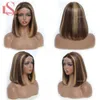 Blonde Highlight Perücken 150% Remy vorgezogener brasilianischer P4/27 Ombre Spitzenverschluss 4x1 T Teil kurzer Bob menschlicher Haar Perücken für schwarze Frauen