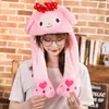 Party Long Ear Rabbit Unicorn Plush Move Airbag Magnet Ear Hat with LED Lights Plush Animal Hat