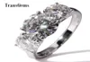 Transgems 14K White Gold 5CTW Center 3CT 9mm en 1CT 65mm F Color Moissanite Three Stone Moissanite verlovingsring voor vrouwen Y192980428